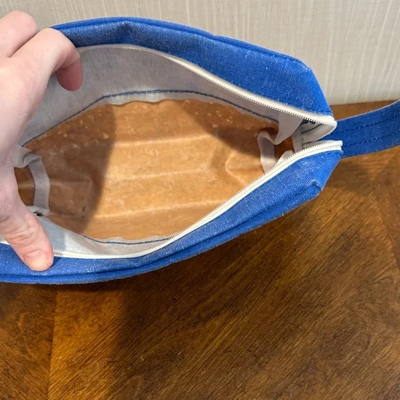 Blue and Tan Cosmetic Bag with Paw Print - Picture 5 of 5